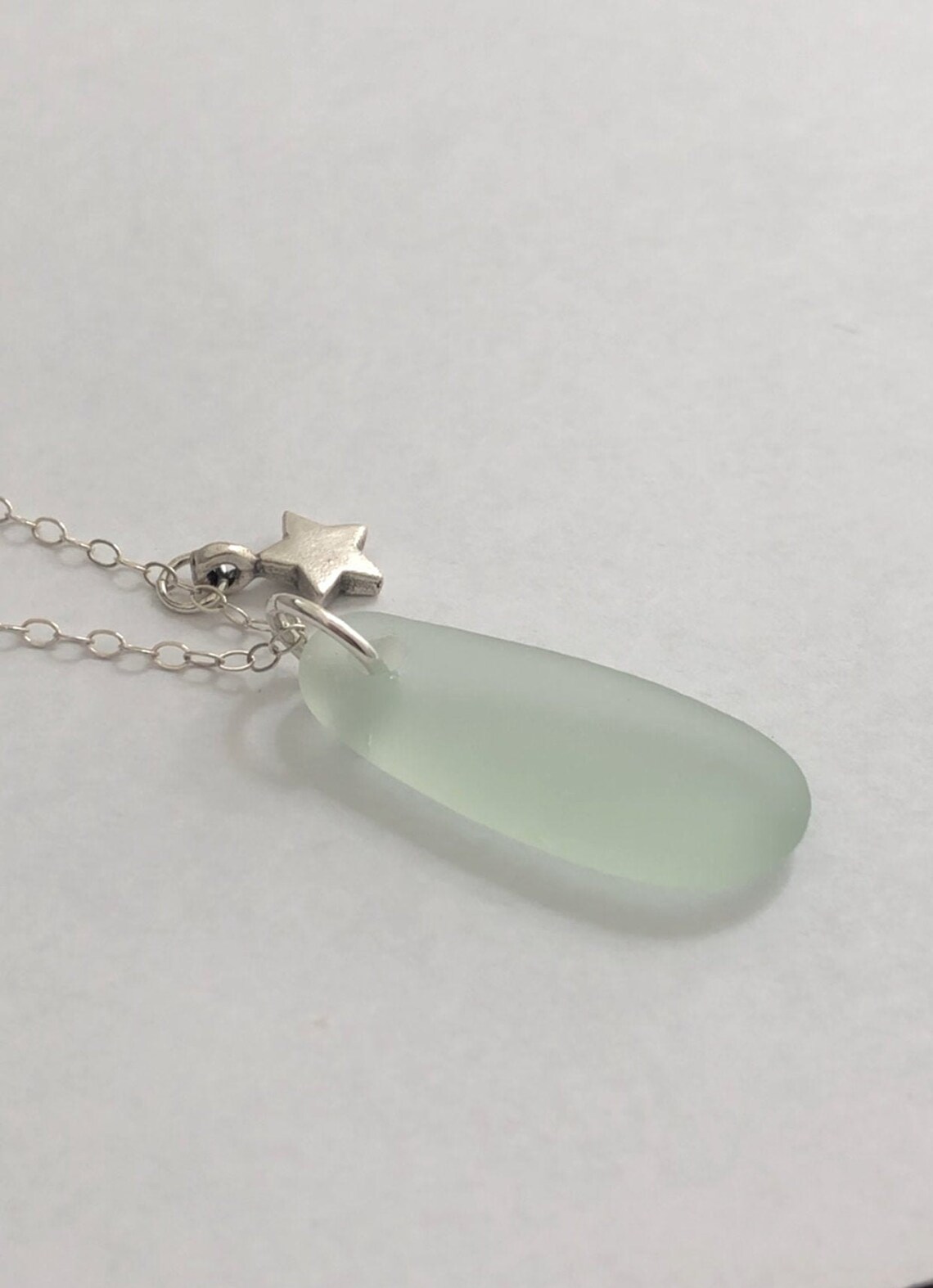 Echte Seafoam Grüne Seeglas Halskette Sterling Silber | Etsy