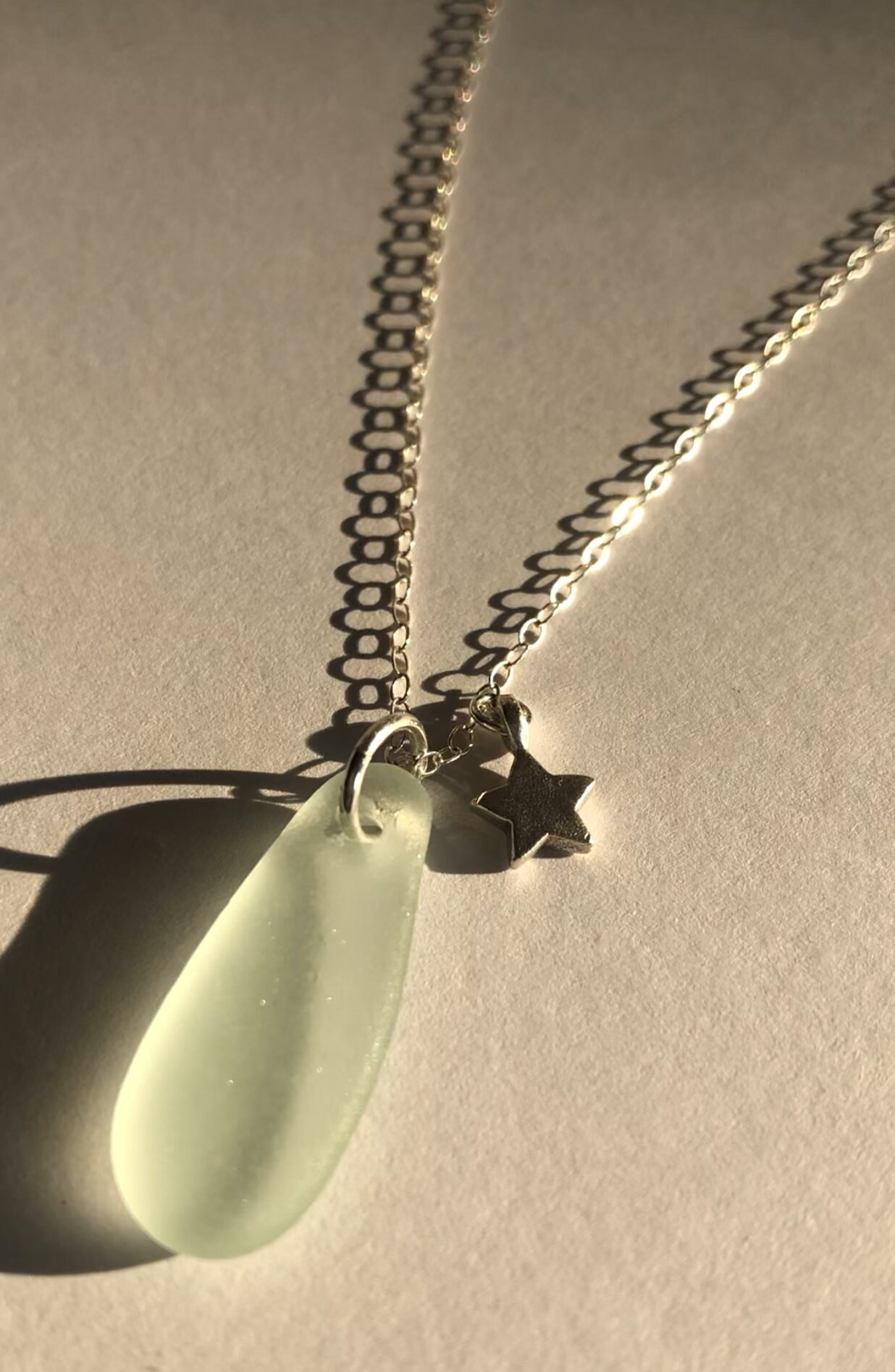 Echte Seafoam Grüne Seeglas Halskette Sterling Silber | Etsy