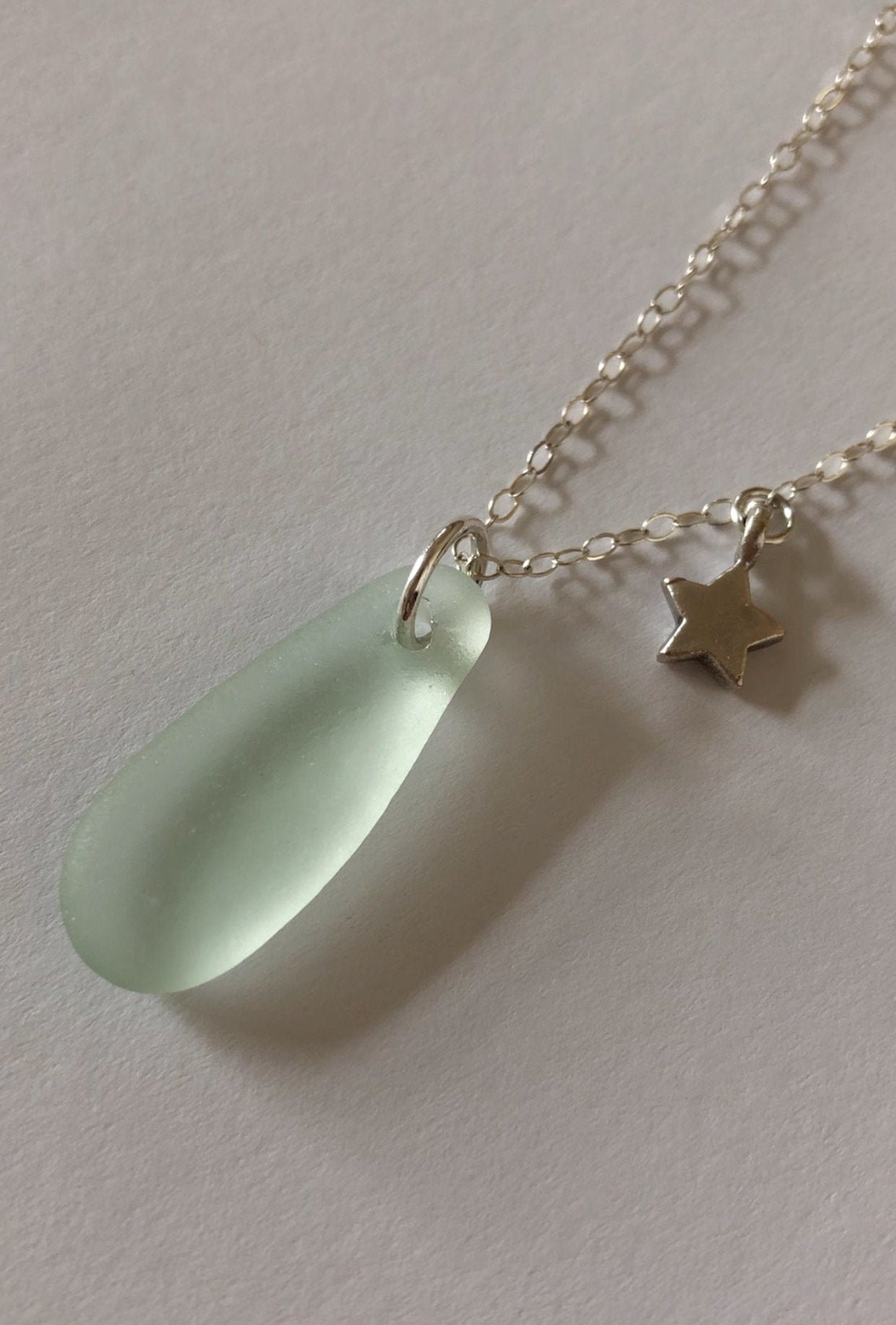 Echte Seafoam Grüne Seeglas Halskette Sterling Silber | Etsy