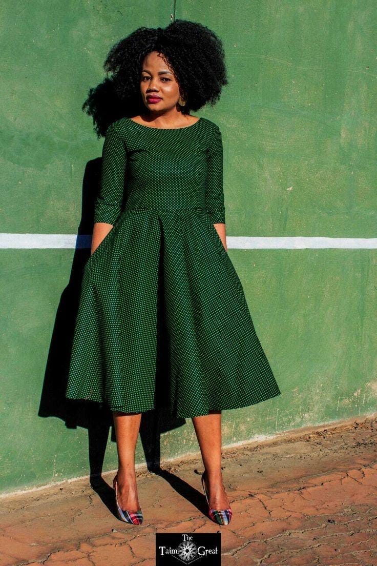 dressed a history of fashion Purple and Lime Shweshwe Dress – QhawekaziStyles main image 1
