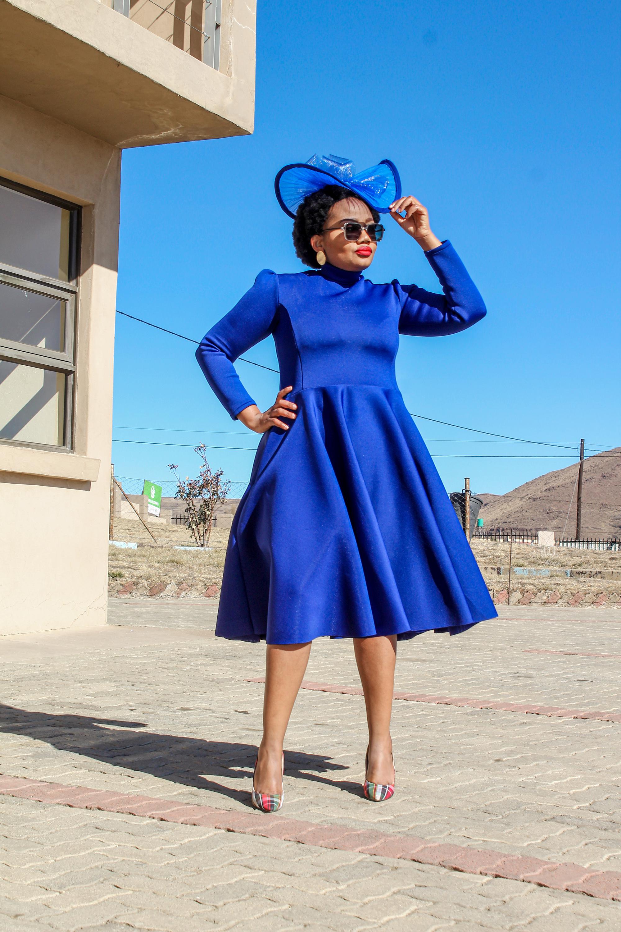 blue scuba dress Neoprene vintage modest church long sleeves fit and flare skater stretchy for women Vintage Blue Credenza Ever-Pretty One Shoulder Ruffle Hip 117cm 4XL Size (US):6