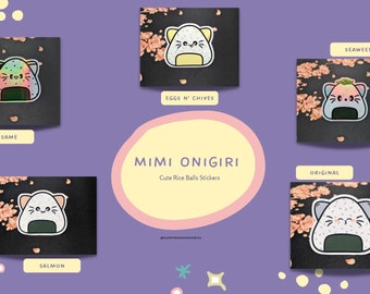 Cute Onigiri Cat Ear Stickers | Cute Food Decals and Stickers