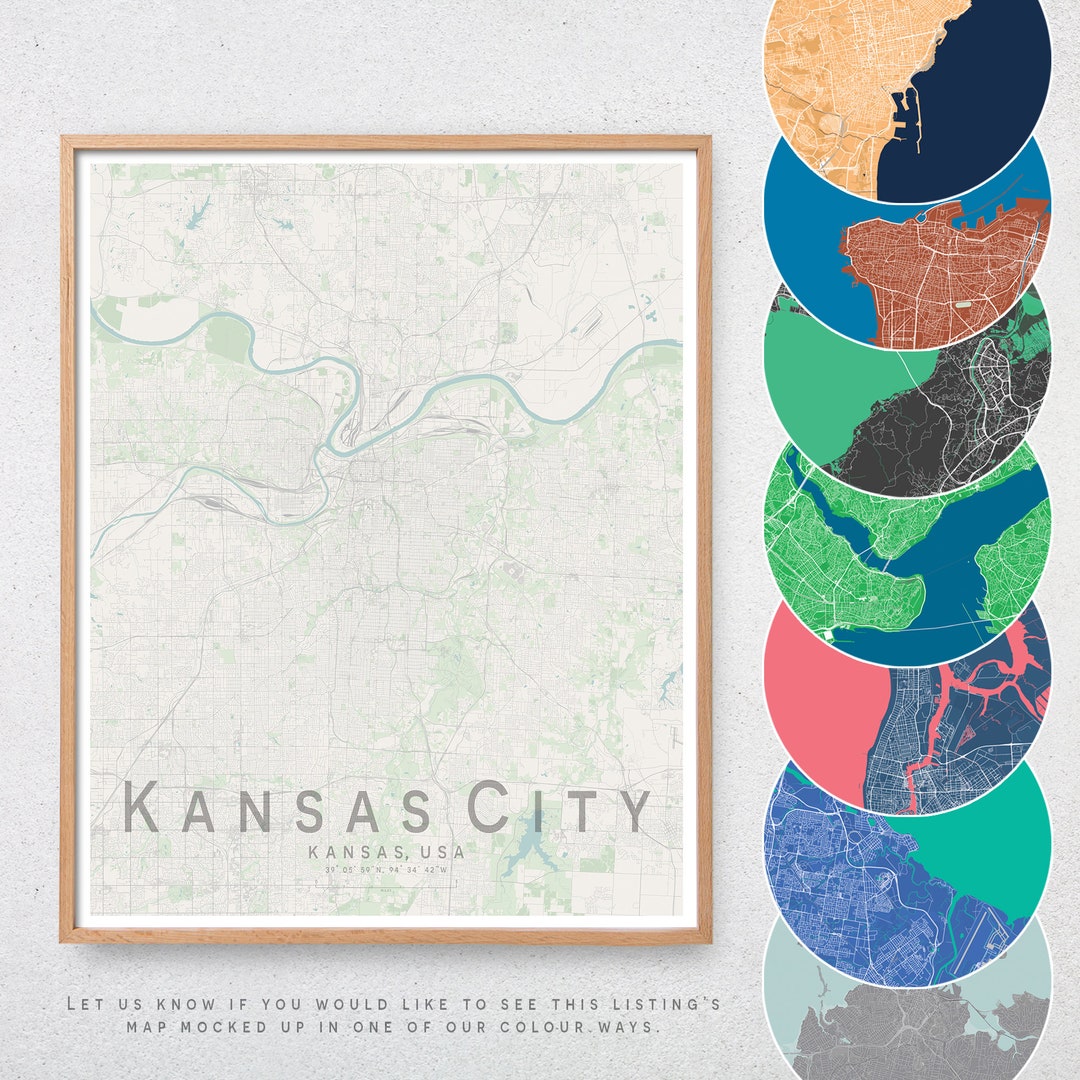 KANSAS CITY Map Print Kansas City Map Print Wall Art Poster Wall Decor