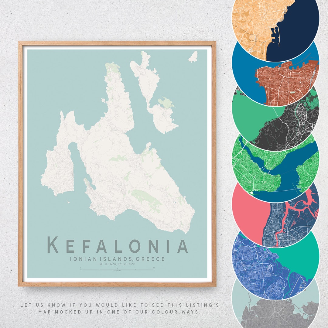 Kefalonia Map.pdf KEFALONIA Map Print / Cephalonia Greek Island Greece City Map - Etsy México