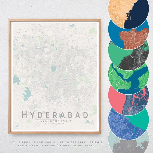 Map Art Hyderabad Etsy