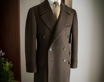 Men Winter Wear - Men Brown Trench Coat - Men Long Coat - Trench Coat - Gift For Husband - Professional Gifts - Men's Clothing Tweed Jacket