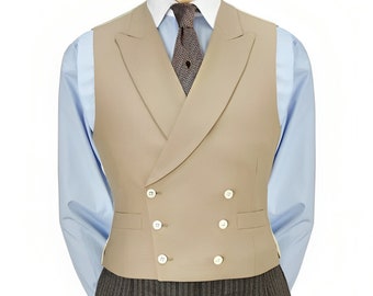 Ivory Double Breasted Vest For Men - Waistcoat For Men - Formal Vests - Men Vest - Wedding Wear Vest - Gift For Groom - Professional Gift