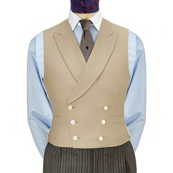 Ivory Double Breasted Vest For Men - Waistcoat For Men - Formal Vests - Men Vest - Wedding Wear Vest - Gift For Groom - Professional Gift