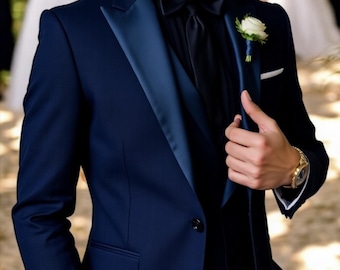 Elegant Blue Three Piece Suit: Men's Wedding & Party Wear