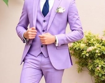 Lavender Men's Suit: Bespoke Slim Fit Wedding Suit