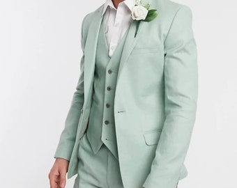 MÄNNER ANZUG - Mintgrüner Anzug - Salbeigrüner Anzug - Herren Hochzeitsanzug - Herren Abschlussball Anzug - Hochzeit tragen Anzug - Anzug für Männer - Slim Fit 3 Stück Anzug