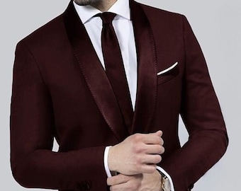 MEN BURGUNDY SUIT - Men Wedding Suit - Formal Fashion Suit - Men Tuxedo Suit - Men Wedding Clothing - Slim Fit Suits - Suit For Men