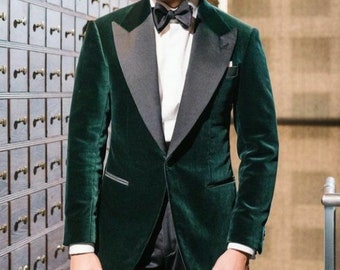 MEN GREEN SUIT - Men Stylish Tuxedo - Men Wedding Suit - Men Dashing Suit - Men Wedding Dress - Black Peak Lapel Tuxedo - Slim Fit Suit