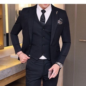 MEN SUIT Men Wedding Suit Men Wedding Clothing Black Suits Groom ...