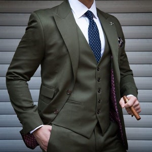 MEN GREEN SUIT Men Suit Men's Clothing Green Wedding Suit Groom Wear ...