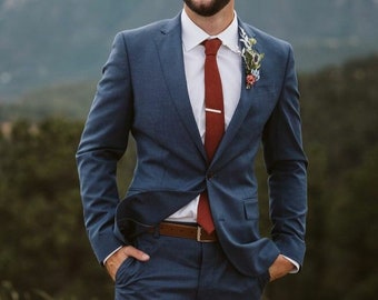 men suit wedding - men's clothing - men suit - suits - suit for men - men blue suit - blue 2piece suit - elegant suit - bespoke men suit