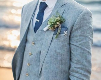 LINEN SUITS - Men Suit - Linen Wedding Suits - Elegant Men Suit - Groom Wedding Dress - Linen Groom Suit - Linen 3Piece Suit - Suit For Men