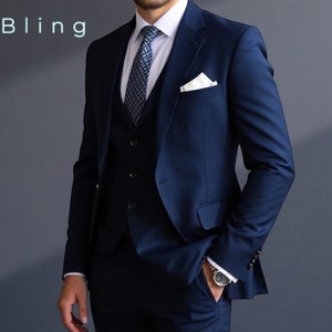 Men Blue Suit - Blue Suit For Groom - Wedding Wear Suit - Men&#39;s Clothing - Party Wear Suit - Jacket For Men - Men Wedding Suit - Prom Suit