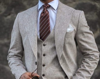 MEN LINEN SUIT - Linen Suit's - Linen Suit - Linen Suit For Groom - Groom Wedding Suit - Groom Linen Suit - Line Groom Suit - Suit For Men