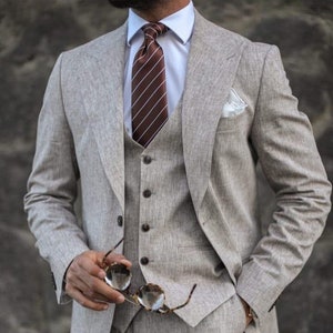 Linen Suit For Groom - Men Linen Suit - Suits For Groomsmen - Linen Wedding Suit - Linen Suit - Linen Groom Wear - Groom Suits - Men Suit