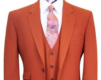 men suit - men wedding suit - rust wedding suit - suits for men - men clothing - orange suits for men - men 3piece suit - suit for groom