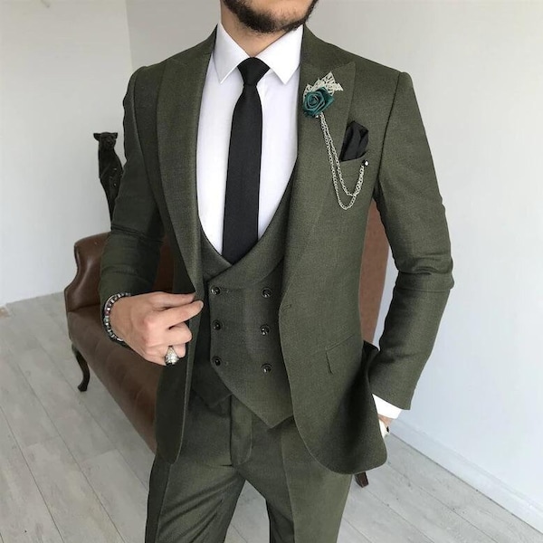 MEN GREEN SUIT - Men Suit - Prom Suit - Men Wedding Wear - Men Wedding Suit - Men Wedding Clothing - Green Wedding Suit - Bespoke Green Suit