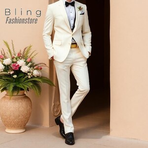 Men Suit - Men Linen Suit - Linen Wedding Suit - Slim Fit Suit - Suit For Prom - Two Piece Suit - Men's Clothing - Groom Wedding Suit