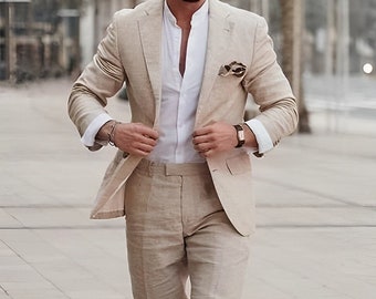 Traje de lino - Traje de hombre - Traje de lino de hombre - Traje de novio de lino - Trajes de lino - Traje de boda de hombre - Ropa de boda de hombre - Traje para padrinos de boda