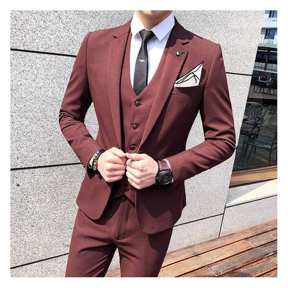 BRICK COLOR SUIT Men Suits Men 3piece Suit Men Rust Suit - Etsy