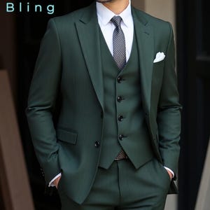 Men Green Suit - Green Three Piece - Men Wedding Suit - Men Wedding Clothing - Party Wear Suit - Suit For Groom - Suit For Prom - Men Suit
