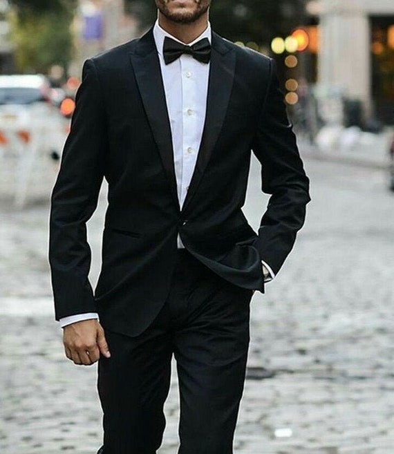 MEN TUXEDO SUIT - Designer Two Piece Suit - Black Dinner Suit - Wedding  Attire Suit - Groom Wear Suit - Slim Fit One Button Tuxedo