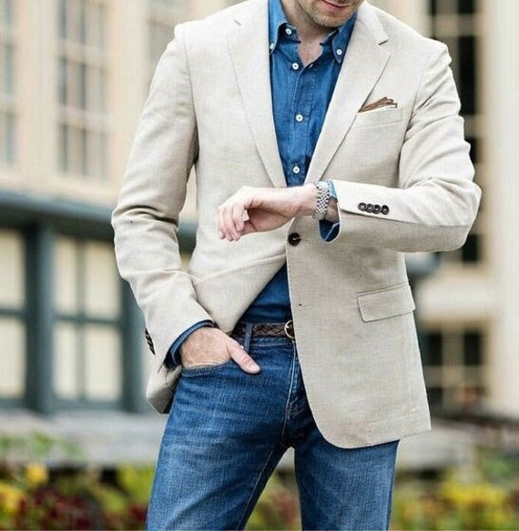 ブランド Men's Slim Fit Linen Blazer Sport Coat Lightweight Tailored Suit ...