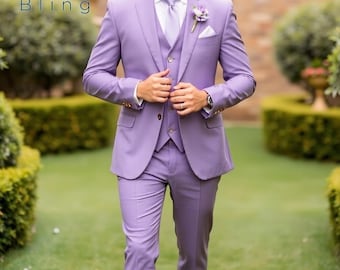 Men's Lavender Suit: Elegant Wedding Prom Suit - Coat, Pant, Vest