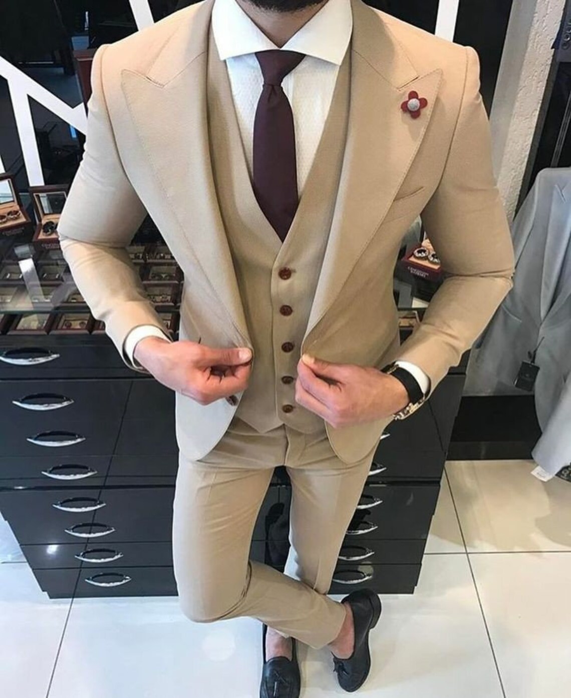 MEN STYLISH SUIT Men Designer Three Piece Suit Wedding Etsy