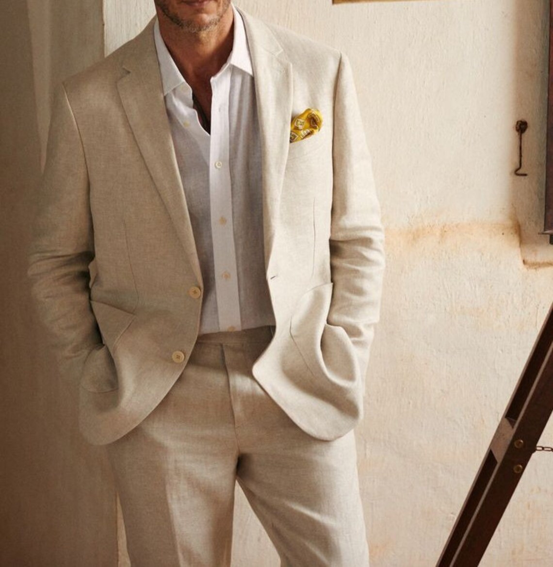 Modern Groom Linen Wedding Suit For Groomsmen And Groom Breathable Lightweight And Tailored Fit main image 1
