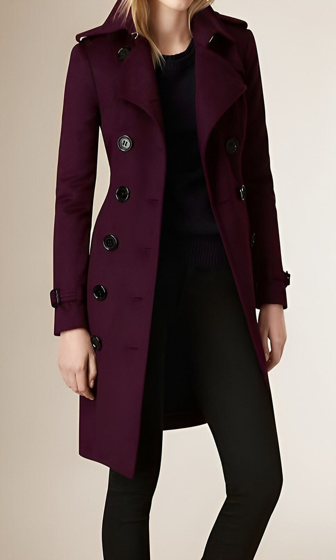 Burgundy Trench Coat for Women Long Coat for Girls Gift for Girlfriend ...