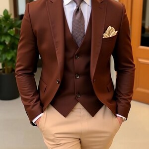 Men&#39;s Blazer - Brown Blazer For Men - Gift For Groomsmen - Party Wear Jacket - Gift For Husband - Dinner Date Wear - Blazer For Men - Jacket