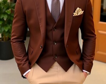 Brown Blazer for Men – Premium Fabric Party Jacket