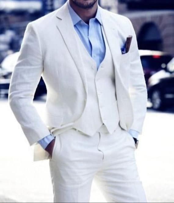 MEN SUIT Men Linen Suit Summer Wedding Suit White Linen - Etsy