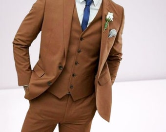 MEN BROWN SUIT - Men Wedding Suit - Three Piece Suit - Wedding Wear Gift - Men Party Suit - Suit For Men - Slim Fit Suit - Men Stylish Suit