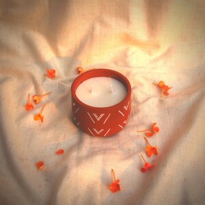 Forest Hand painted Terracotta Soy Wax Candle, Eco-friendly candle, Vegan candle, handmade candle, image 2