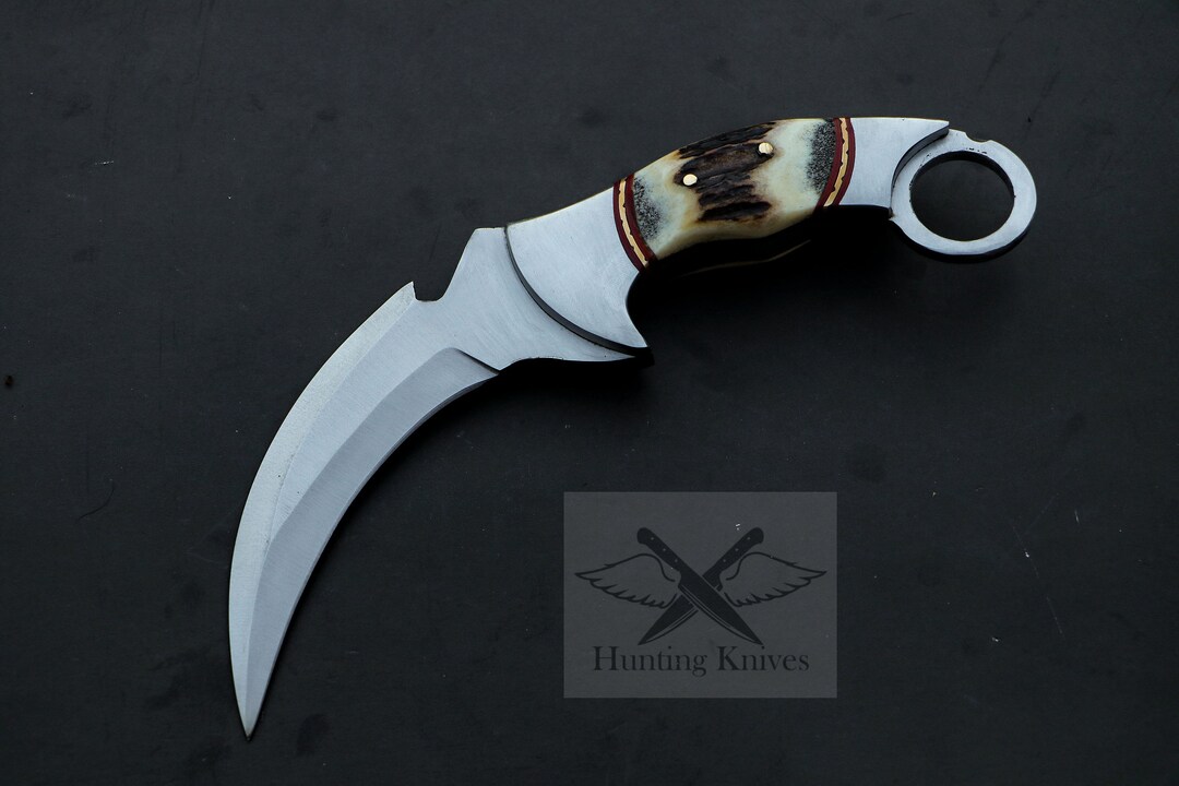 Karambit Curved Blade Full Tang Knife Stage Handle Etsy