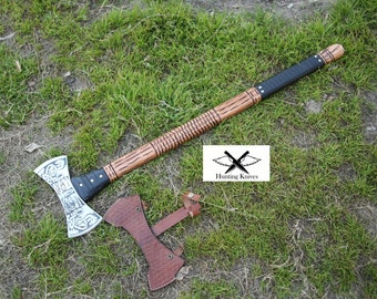 Double bit throwing Viking battle axe, Bearded axe, War Axe , birthday gift