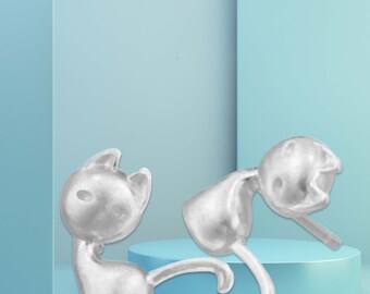 3D cat earrings
