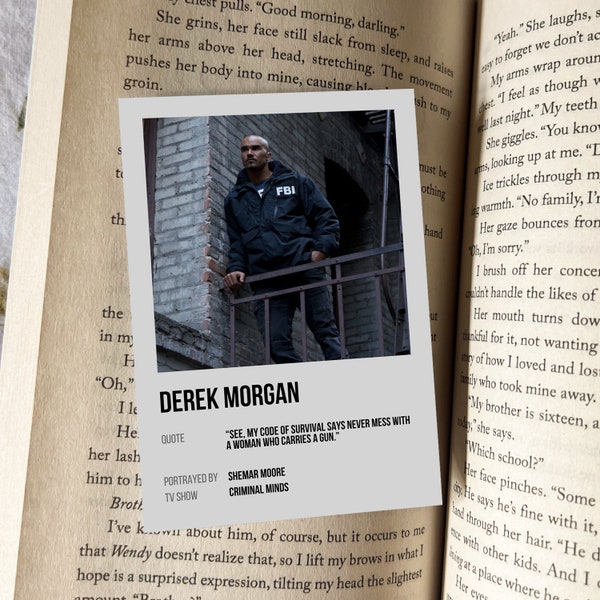 Derek MORGAN Character Card Bookmark | Movie Poster Style Bookmark | Book Lover Gift, Bookstagram