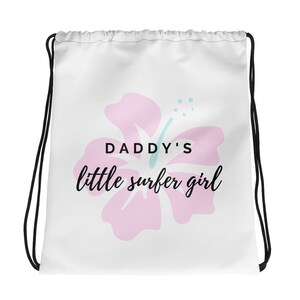 Daddy&#39;s Little Surfer Girl Drawstring bag