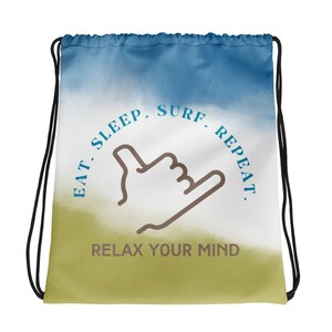 Eat. Sleep. Surf Drawstring bag