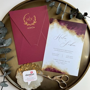 Enveloppe bordeaux, Cartes d'invitation spéciales, Faire-part de mariage, Faire-parts colorés, Faire-parts élégants, Enveloppes spéciales