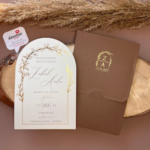 Hochzeitseinladungen, Goldfolie Hochzeitseinladungen, Einladungen, Ziegelfarbe Umschlag