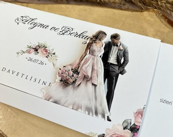 Sliding Wedding Invitation: Animated Pull Card, Floral Design